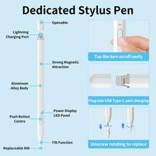 MAXMORS 第2世代Apple Pencil ショートカットキー対応、Pencil 2スタイラスペン、iPad Pro 11/12.9、Air 4/5/7/8/9/10、Mini 5/6 (2018-2025モデル)対応アクセサリー - ホワイト - チェックする 3
