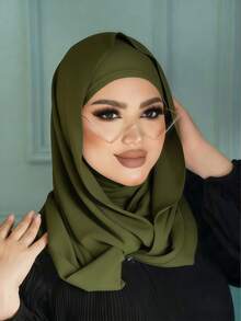 1 Stück Damen Einfarbiger minimalistischer vielseitiger Instant-Hijab, Pullover-Stil Hijab für schnelles und einfaches Tragen, einfarbig minimalistisch, lässig, elegant, klassisch, vielseitig, mit eingebauter Chiffon-Schal-Fütterung, weicher Chiffon-Stoff, atmungsaktives Material, geeignet für den täglichen Gebrauch, Strand, Urlaub, Reiseessentiell, Urlaub - Verschiedenfarbig - Übersicht 15