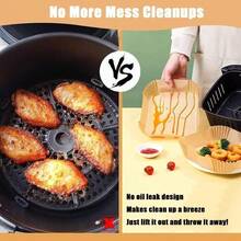 50Pc Air Fryer Disposable Paper Liner, Square  Baking Paper Liner, Suitable For Air Fryer, Microwave Oven, Oven, Frying Pan, Oil-Proof, Waterproof, Non-Stick - 預設 - 查看 8