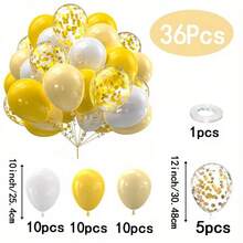 36个黄色和白色向日葵主题气球，配金色丝带，10英寸，适合生日、派对、婚礼庆典 - 18 YEARS - 查看 2