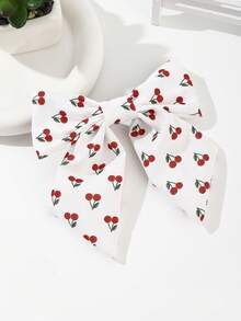 1 chiếc kẹp tóc hình nơ bằng vải họa tiết quả anh đào - Nhiều màu - Xem 12