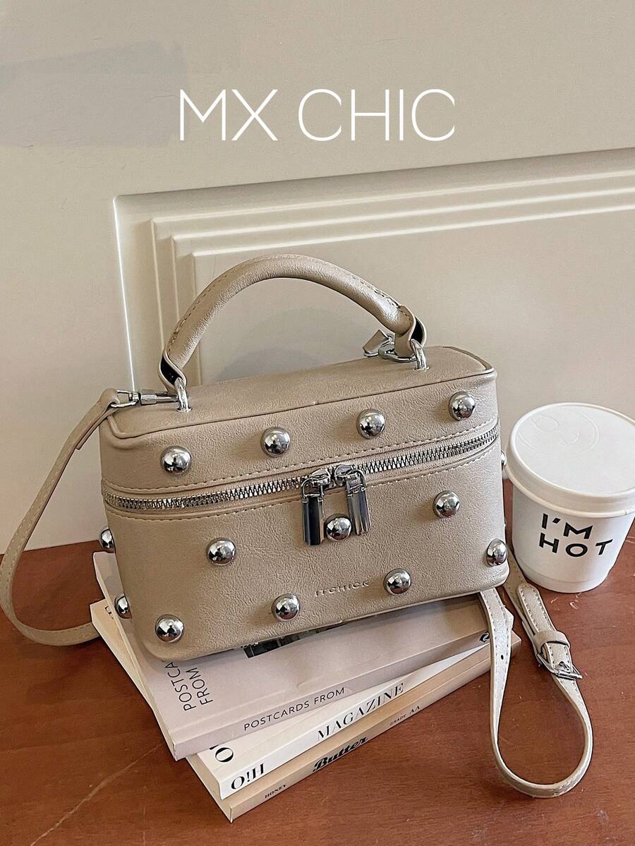 1 chiếc túi xách mini nữ, túi đeo chéo hình thoi thêu màu trơn thời trang, thích hợp để đựng thẻ và chìa khóa. - Màu Khaki - Xem 1