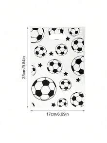 50/30/10/5pcs Football Themed Gift Bags, Plastic Tote Bags With Football Pattern Design, Suitable For Birthday Party Supplies, Fashion Shopping Bags, Anniversary Gifts Packaging, Best Gift For Football Fans, Football Match Souvenir Bags - Black and White - View 9