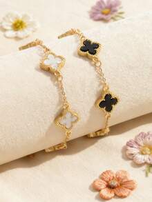 1 Bộ 2 Vòng Tay Cỏ Ba Lá Thời Trang Đen Trắng Thanh Lịch Đa Năng Dành Cho Bé Gái - Nhiều màu - Xem 10