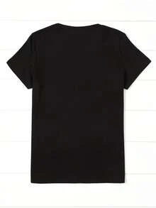 Camiseta con estampado de patrón, manga corta y cuello redondo, top casual  verano y primavera, ropa de - Blanco - Ver 3