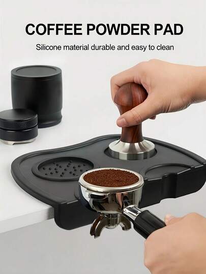 1 tấm lót nén cà phê bằng silicon màu đen - Dày, chống trượt, có khe đựng dụng cụ, lót nén cà phê espresso, thích hợp cho gia đình, văn phòng, quán bar, cửa hàng, quán cà phê, nhà bếp và mặt bàn máy pha cà phê, phụ kiện dụng cụ pha chế (phù hợp với nhiều loại dụng cụ nén khác nhau)