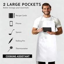 1 pieza Delantal ajustable unisex con 2 bolsillos, delantal de cocina/chef/cocina/pintura - Multicolor - Ver 5