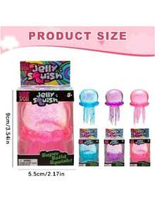 Jellyfish Squishy Fidget Toy, Silicone Octopus Water Play Squeeze Toy, Slow Rising Stress Relief Props - Blue - 查看 5