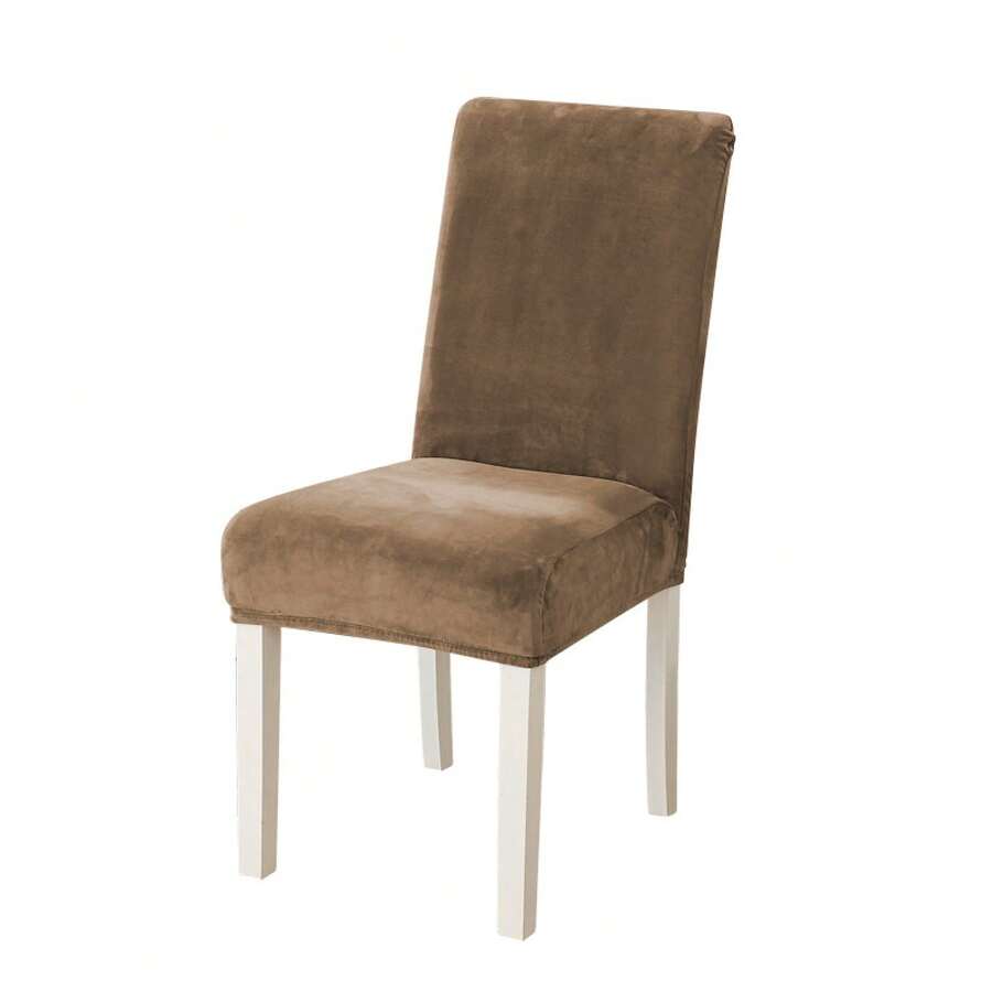 Copertura per Sedia Elastica a Mezza Lunghezza in Pelliccia di Volpe Argentata - Copertura per Sedia Elastica in Pelliccia a Tinta Unita, Stile Moderno Minimalista con Imbottitura Spessa - Cammello - Visualizzare 1