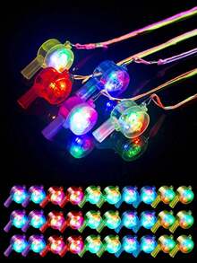 8 pièces Sifflet lumineux à LED, Faveurs lumineuses pour fête, Accessoires lumineux pour festival, Fournitures de fête, Sifflet lumineux à LED avec collier tour de cou, Sifflet lumineux et clignotant dans le noir, Convient pour cadeaux d'anniversaire pour adultes, Fournitures de fête scintillantes luminescentes pour usage adulte uniquement - Sifflet lumineux - Voir 2