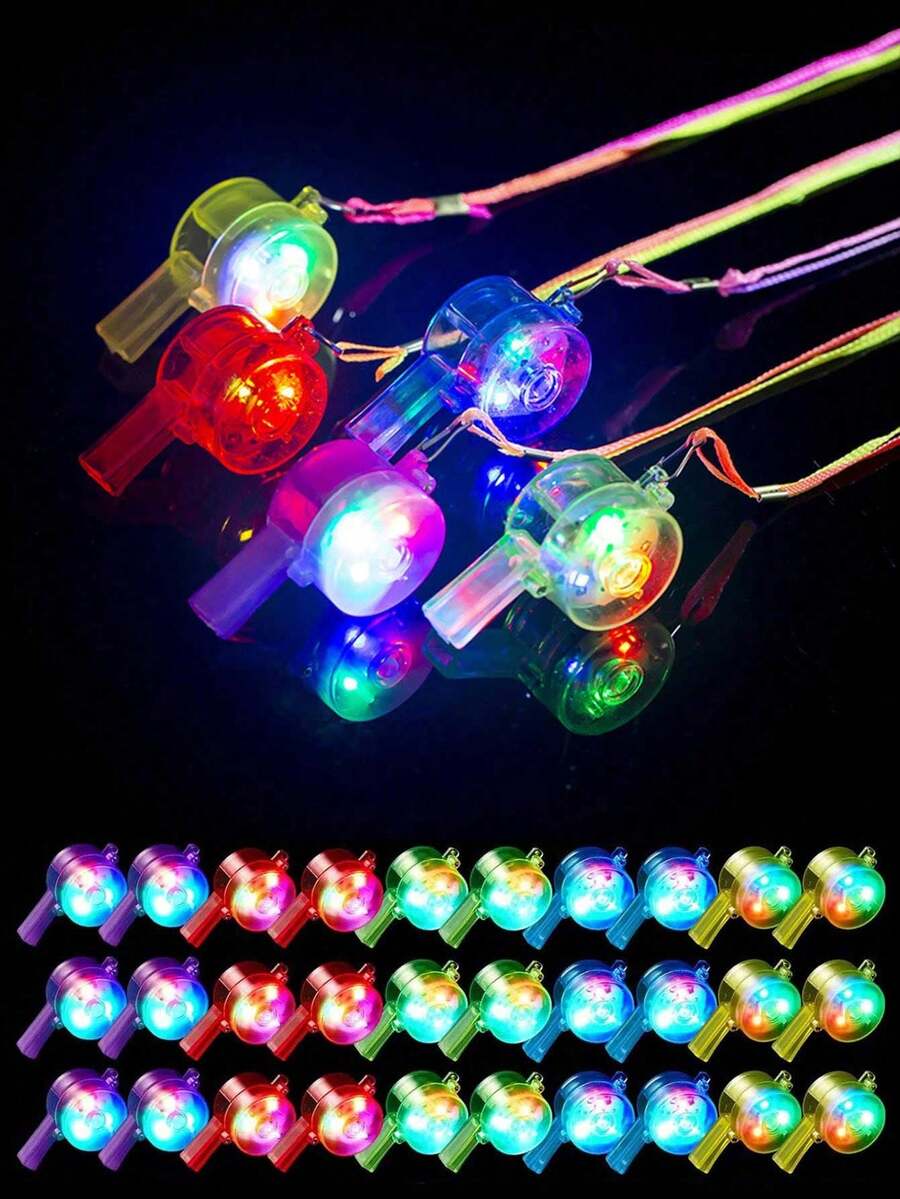 8 pièces Sifflet lumineux à LED, Faveurs lumineuses pour fête, Accessoires lumineux pour festival, Fournitures de fête, Sifflet lumineux à LED avec collier tour de cou, Sifflet lumineux et clignotant dans le noir, Convient pour cadeaux d'anniversaire pour adultes, Fournitures de fête scintillantes luminescentes pour usage adulte uniquement