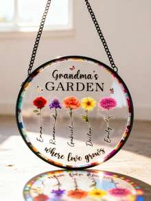 1pc Custom Child' Name Acrylic Suncatcher,Grandma's Garden Suncatcher Gift For Grandma,Personalized Birth Flower Stained Glass Window Hanging Suncatcher,Mother's Day Gift For Grandma, Grandma Gift,Personalized Home Decoration,Personalized Acrylic Window Hanging Decoration - F-flower Light Catcher - View 5