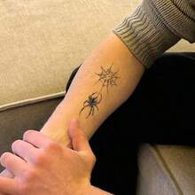 1 pieza Tatuaje falso de araña a prueba de agua y sin manchas, apto para uso diario - Negro - Ver 2