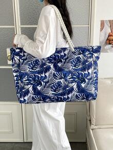 Large Waterproof Beach Tote Bag, Women's Handbag With Zipper, Waterproof And Sand-Proof, Suitable For Swimming Pool, Random Pattern - Blue - View 6