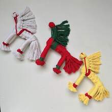 马形棉绳狗狗磨牙玩具，耐用洁牙宠物玩具，互动式幼犬磨牙玩具 - 黃色 - 查看 7