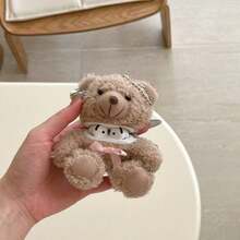 Cute 3D Bow Teddy Bear Brown Plush Earphone Compatible With 1/2, Pro 3/2/4 - Brown - View 6