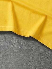 Casual Loose Fit Colorblock Short Sleeve T-Shirt, Brazil Flag Print, High Street American Style Summer Sportswear - Yellow - View 6