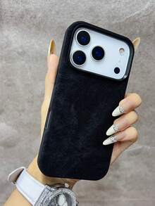 Winter Luxury Faux Fur Phone Case, Compatible With IPhone 17 Pro Max, 17 Pro, 17 Air, 17, 16, 15, 14, 13, 12 Pro Max, Shock-Absorbing Soft Back Cover - Black - View 3
