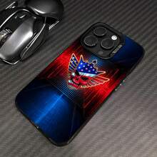 Bandera estadounidense calavera alas corona rojo azul.funda de teléfono Fundas compatibles con ,Apple,VIVO,OPPO,,, y Honor.Fabricadas en silicona TPU,ofrecen protección contra golpes y caídas. - Negro - Ver 3