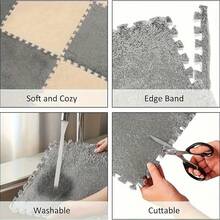 12pcs Thick Plush Spliced Carpet Mats, Suitable For Entryway, Tatami, Bedroom, Living Room, Rental House Renovation - New Model - View 11