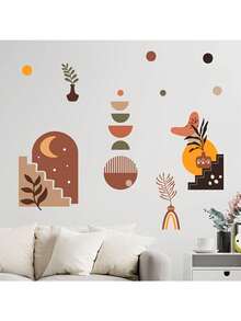 Hình dán tường phong cách Boho hiện đại, decal PVC có thể tháo rời, thích hợp trang trí phòng khách, phòng ngủ và phòng tắm. - Phong cách Bohemian hiện đại - Xem 3