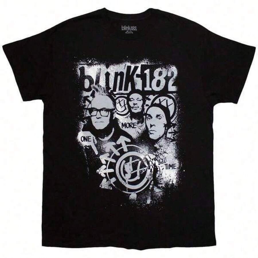 Unisex Pure Cotton T-Shirt Blink-182OfficialBandT-ShirtOneMoreTimeSprayPaint-In48Hours-ChannelPurePop-PunkEnergyWithThisOneMoreTimeSprayPaint-InspiredDesign.CraftedFromSoft,DurableCotton,ItDeliversAll-DayComfortWhileShowcasingBold,Graffiti-StyleArtworkThatCapturesBlink-182'sRaw,RebelliousVibe.PerfectForConcerts,StreetwearOrFansWhoLiveForFastRiffsAndFearlessAttitude,ThisTeeLetsYouWearPop-PunkSpiritLoudAndProud.FunnyShirtMarDiGrassGraphicTeesWomenSoftCotton,CasualDailyWear, Lightweight,BreathableFabric,CuteTrendy,PerfectForVacation, Blousesmoneymujer,Playerasdewoman - 黑色 - 查看 1
