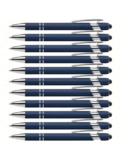11pcs Retractable Ballpoint Pen Set, Black Ink, Comfortable Grip, Quick-Drying, Smooth Writing, [1 Pen + 10 Refills] 0.5mm Fine Tip, Touch Screen Compatible (2-In-1 Design), Ideal For Note-Taking And Writing, Perfect For Office, Study, Birthday, Christmas, Halloween, Valentine's Day, New Year Gifts, And Easter Gifts!