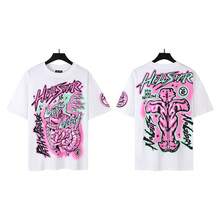 HellST Vintage Streetwear T-Shirt, 100 Percent Cotton Casual Loose Top, Unisex Couple Matching Tee - A789白色 - 查看 1