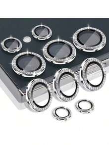 Bộ bảo vệ ống kính 9D Diamond, miếng dán viền dạng vòng, tương thích với Samsung Galaxy S25Edge, S24FE, S25Ultra, S25Plus, A16, A26, A36, A56, A55, A15, A35, A25, A05, A05S, A24, A34, A14, A54, S24Ultra, S24, S24Plus, S22Ultra, S23Ultra, S23Plus, S23/IPhone16ProMax, IPhone16, IPhone16Pro, IPhone16plus, IPhone15ProMax, IPhone15, 14, 13, 12, 11Pro - Bạc - Xem 2