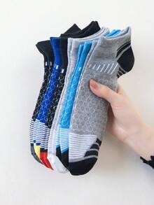 6/12 pares de calcetines para mujer, con patrón de argyle aleatorio, cómodos calcetines de tobillo unisex casuales y transpirables - Multicolor - Ver 3