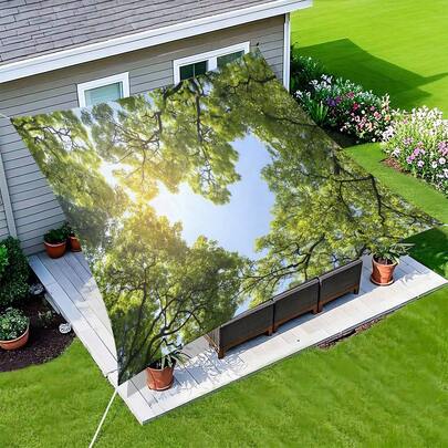 1 tấm bạt chống thấm nước họa tiết lá xanh, dùng cho cắm trại, che mưa võng, che nắng, thảm dã ngoại bãi biển, thích hợp cho cắm trại ngoài trời, công viên, bãi cỏ.