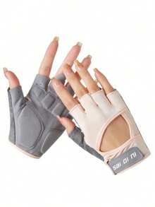 1双男女通用半指透气轻便健身手套 - 粉色 - 查看 3