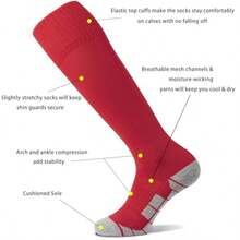 CWVLC - Calcetines de fútbol 1/3/5 pares para adultos y jóvenes y niños - 3 pares rojo - Ver 5