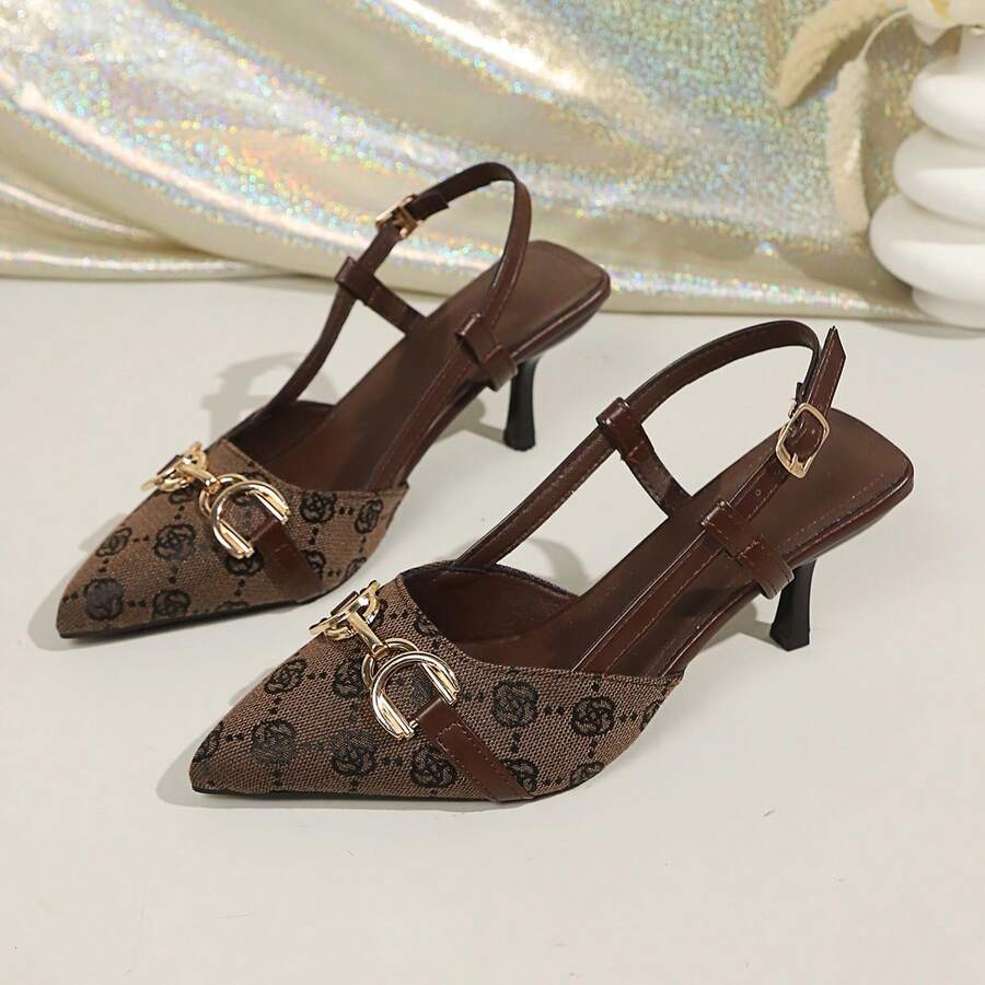 Summer Fashion Pointed Toe Backstrap High Heel Sandals, Suitable For Teenagers, Suitable For Hosting, Performing, Parties, Vacations, Versatile - Brown - View 1