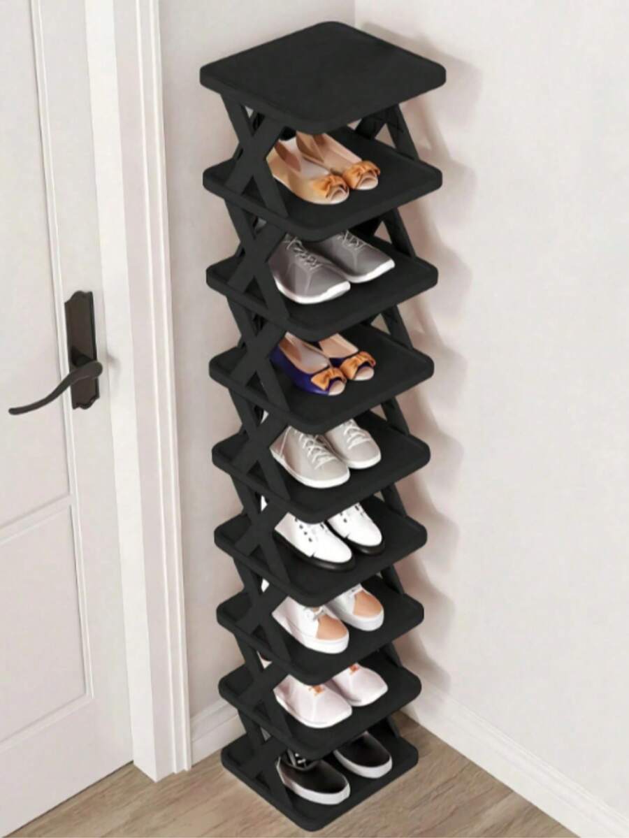 Rak Sepatu Berdiri Bebas Kecil Sempit 2-9 Tingkat, Organizer Penyimpanan Sepatu DIY Hemat Ruang, Cocok untuk Lorong dan Lemari, Muat Sepatu Ukuran 42-43, Mudah Dirakit dengan Struktur Kokoh, Dekorasi Dalam Ruangan, Dekorasi Musim Gugur
