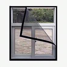 Self-Adhesive Black Edged Fiberglass Window Screen With Hook And Loop, High Density Mosquito Net Curtain For Home Use, No Drilling Required - Window Screen - Black Mesh With Black Edges - View 6