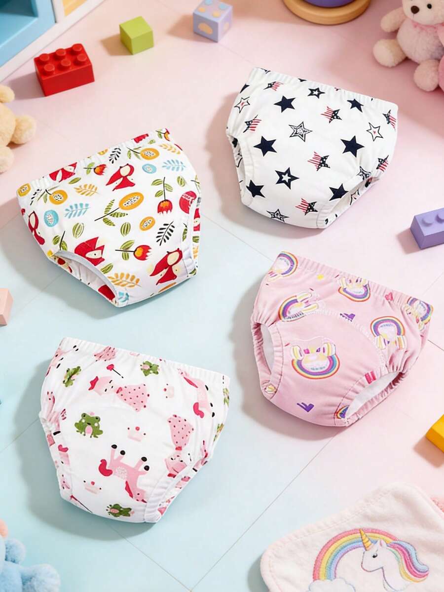 4pcs Toddler Potty Training Pants, Reusable Underwear, Leak-Proof Children's Underwear - Multi-Color Options, Suitable For Toddlers And Diaper Needs, Best Gift Choice (Size Runs Large, Suitable For Long-Term Wear) - Multicolor - View 1