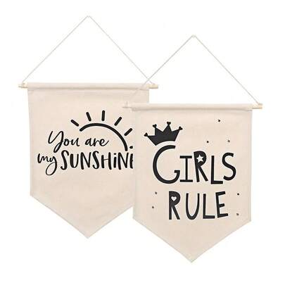 1PC Baby Kids Room Wall Art Decor Nursery Bedroom Playroom Canvas Banner Decorations Wall Hanging Pennant Flag Banner Canvas Hanging Triangle Flag Banner Wall Sign Decor Gift