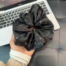 1pc Shiny Retro Polyester Scrunchie, Casual Starry Sky Oversized Scrunchie, Suitable For All Seasons,Travel,Birthday - Multicolor - View 8