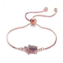 1pcs Fashion New Copper Micro Inlaid Turtle Bracelet Personality Hip Hop Versatile Colorful  Small Turtle Box Chain 2025 - KM02-gold - View 1