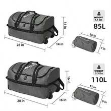 Rock Cloud - Bolsa de lona plegable con ruedas de 85 l con ruedas plegable de 26 pulgadas para viajes camping deportes Gris actualización 85L 26 in - Gris actualizacin - Ver 3