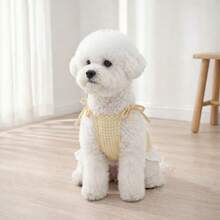 1 chiếc váy kẻ caro buộc dây họa tiết quả anh đào, váy xếp ly họa tiết trái cây dễ thương, váy thoáng khí cho thú cưng (mèo và chó) mùa xuân/hè. - Nhiều màu - Xem 4