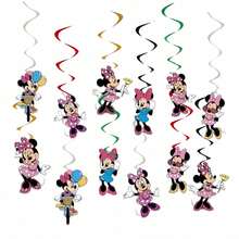 Decorative Hanging Ornaments, Pink Cartoon Mouse Theme Birthday Party Pull Flags, Hanging Backdrop Decoration Set - Multicolor - View 10