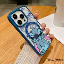 Funda de teléfono magnética transparente con Stitch de Disney saludando, funda de dibujos animados linda para iPhone 17/17 Pro/17 Pro Max/17 Air/16/15/14/13/12/11/X, Funda para iPhone 17 Pro Max, Funda para iPhone 17 Pro, Funda para iPhone 17, Regalos navideños para la novia - Azul - Ver 6