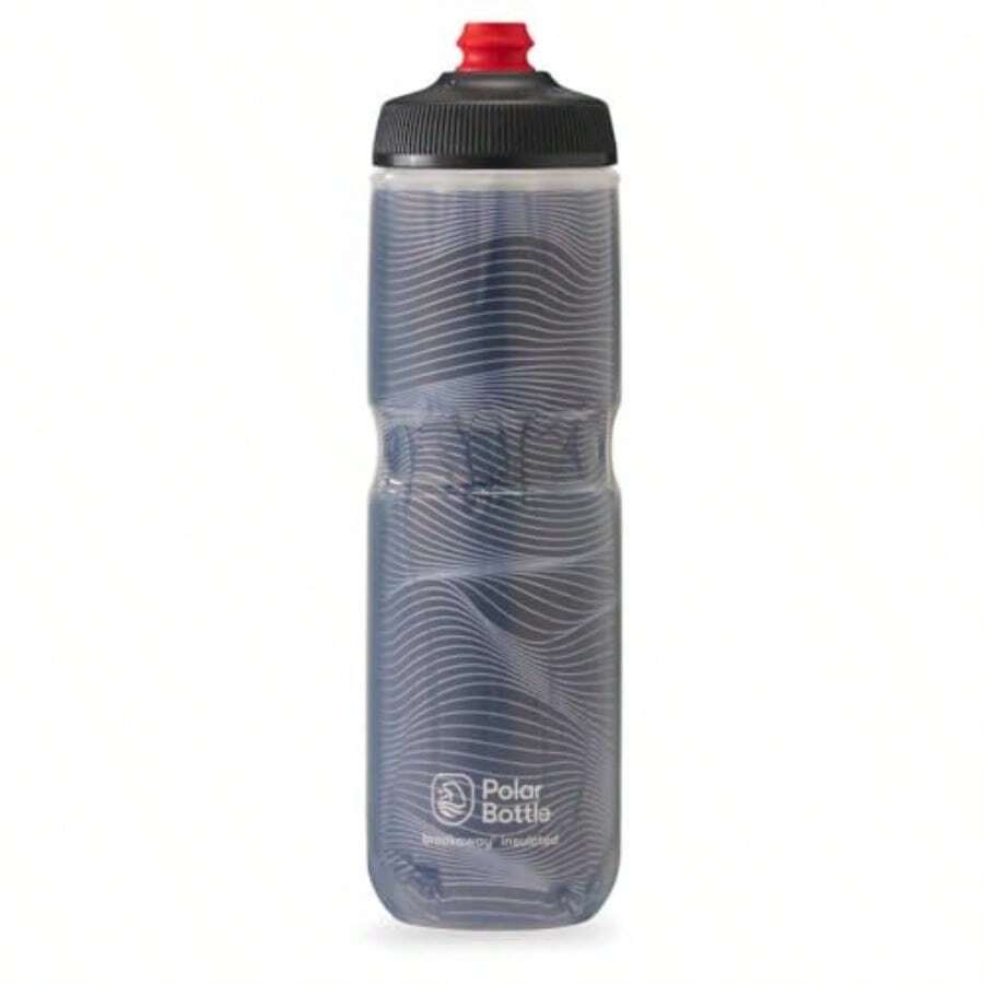 Polar Bottle Breakaway - Botella de Agua aislada para Bicicleta sin BPA para Ciclismo y Deportes Punto de Jersey carbón 24 onzas - Punto de punto carbn - Ver 1