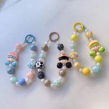 Beaded Popcorn Charm, Random Hand-Painted Bead Pattern, Keychain, Bag Charm, Phone Strap, Accessory (Shipped By Color Series) - Multicolor - View 10