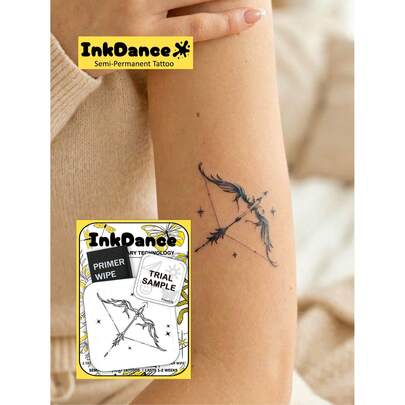 1 Kit "The Celestial Archer" New Technology Tattoo Sticker, Temporary Tattoo, Semi-Permanent, Fake Tattoo, Waterproof & Long-Lasting, Realistic Design, The Monarch's Roar, Plant-Based Formula, Ink Dance Gift Festival Body Art MNF194