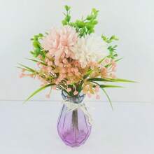 1束，35厘米人造满天星和菊花花束，婚礼花环，婚礼花束，节日派对装饰花艺，适用于家居、办公室、餐厅餐桌花艺装饰 - 彩色 - 查看 10