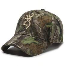 1 pieza Gorra de béisbol de camuflaje con logotipo de ciervo bordado, ajustable para caza al aire libre, pesca, senderismo, adecuada para hombres, sombrero transpirable de protección solar para camping, aventura, deportes y uso casual, accesorio de moda para todas las estaciones, verano, playa, vacaciones - A - Ver 2