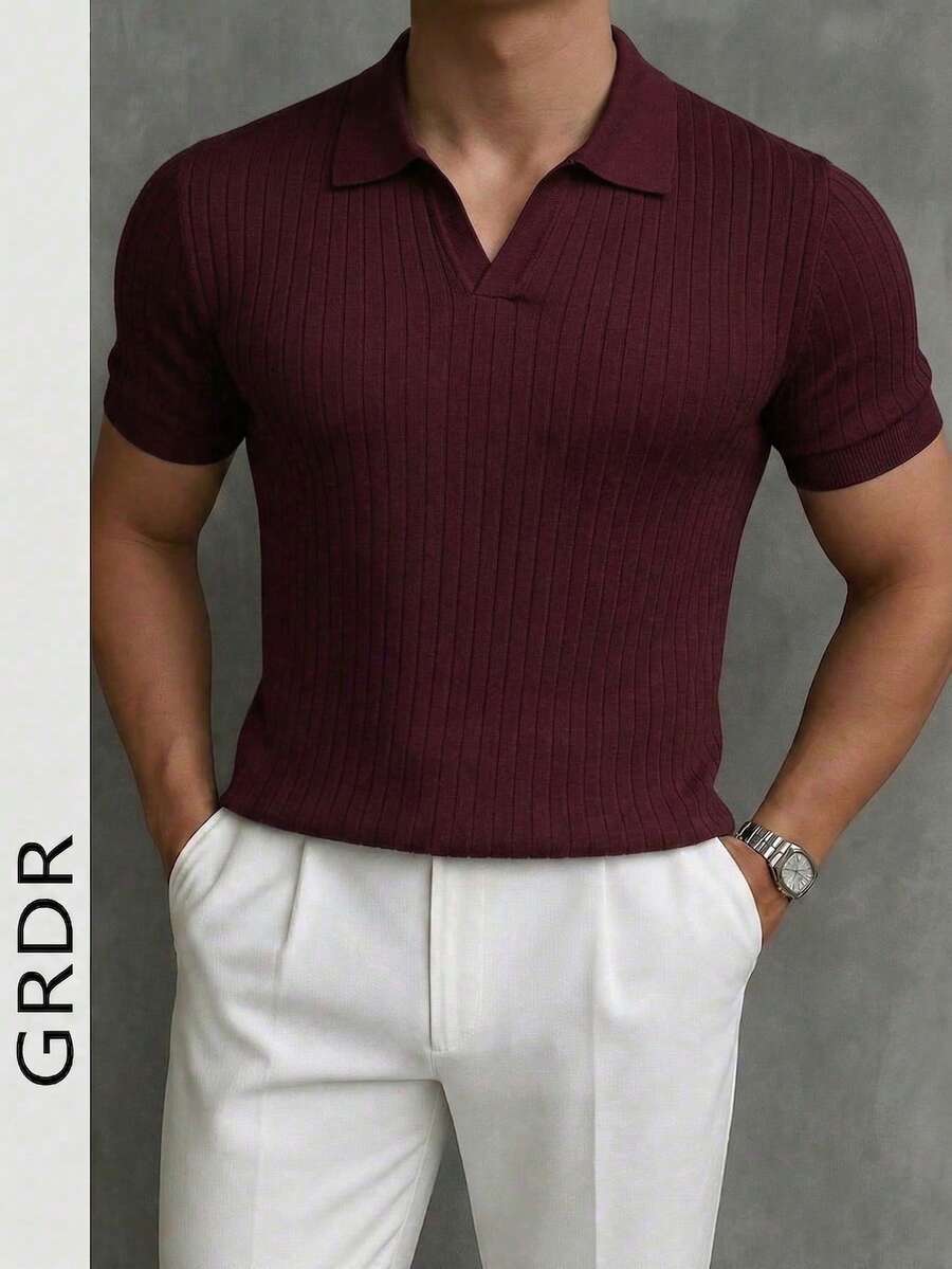GRDR Áo len nam tay ngắn cổ polo màu trơn mùa hè, thích hợp cho các hoạt động ngoài trời mùa hè, là item không thể thiếu để tạo nên phong cách thời trang.